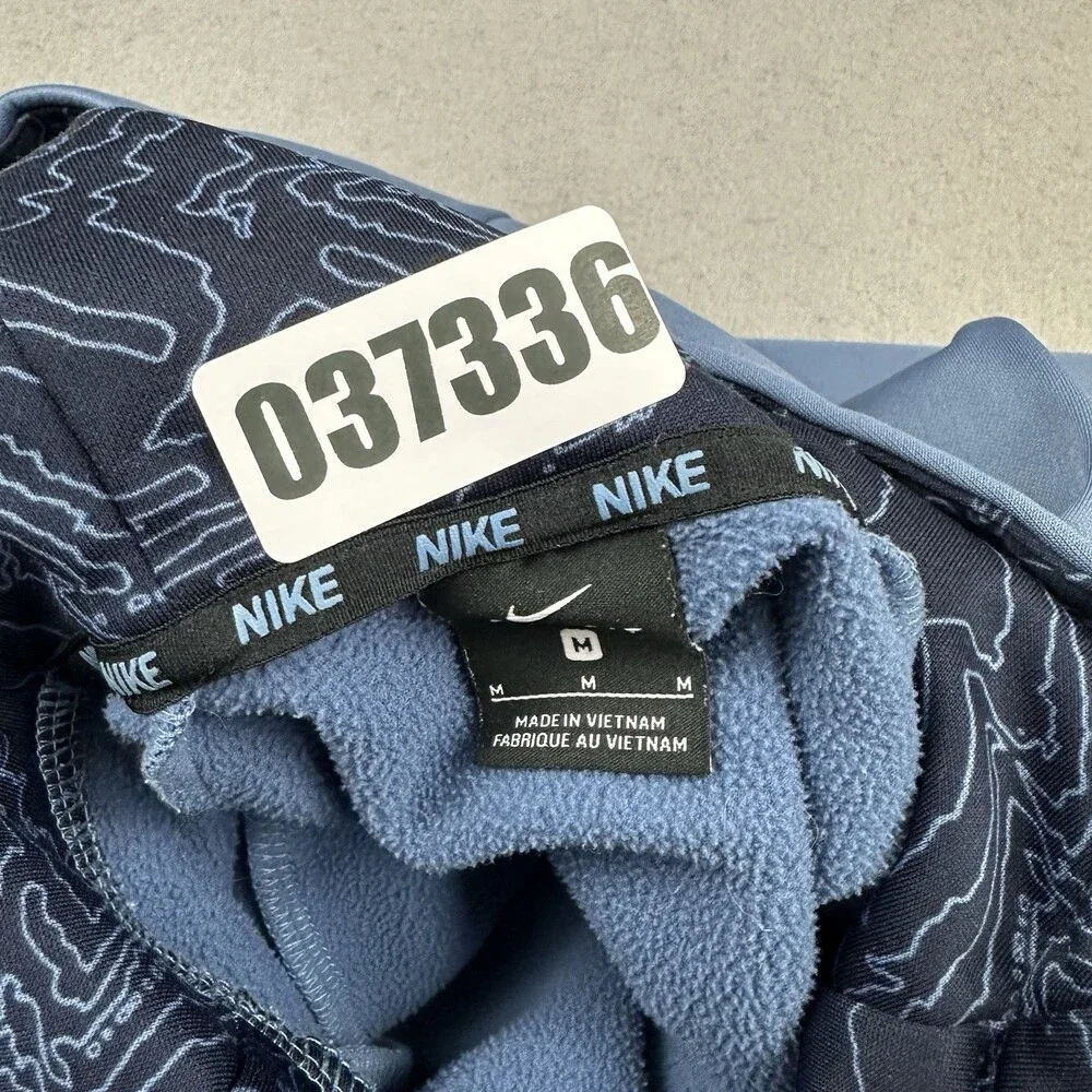 Nike Hoodie Men Medium Blue Soid Big Swoosh Pullover Sweatshirt Pocket M *
